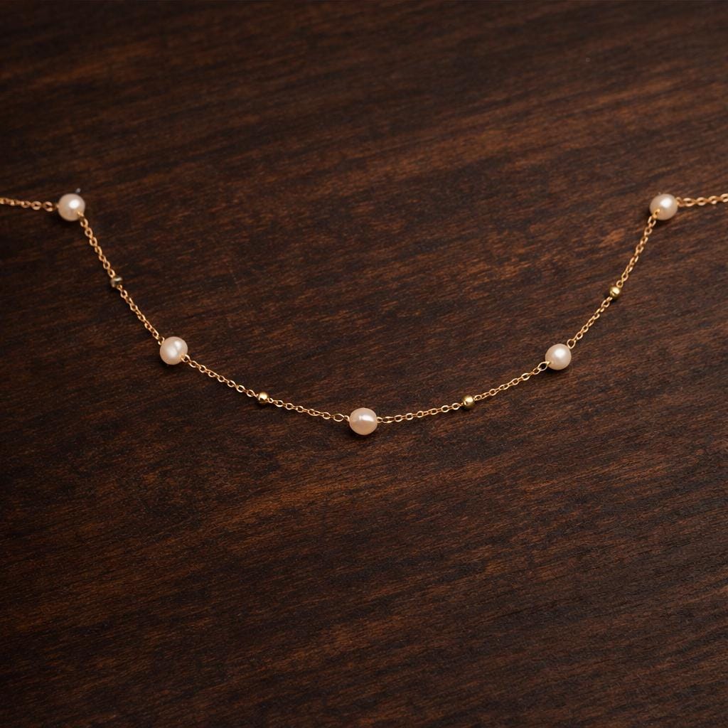 Vintage Gold Shell Flower Pendant Necklace, Stainless Steel Clavicle Chain