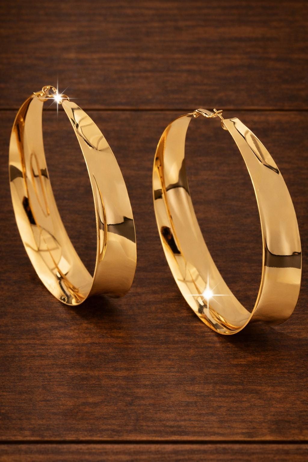 Big Gold Hoop Earrings, Oversized Statement Earrings, Chunky Metallic Hoops, Trendy European Style Jewelry