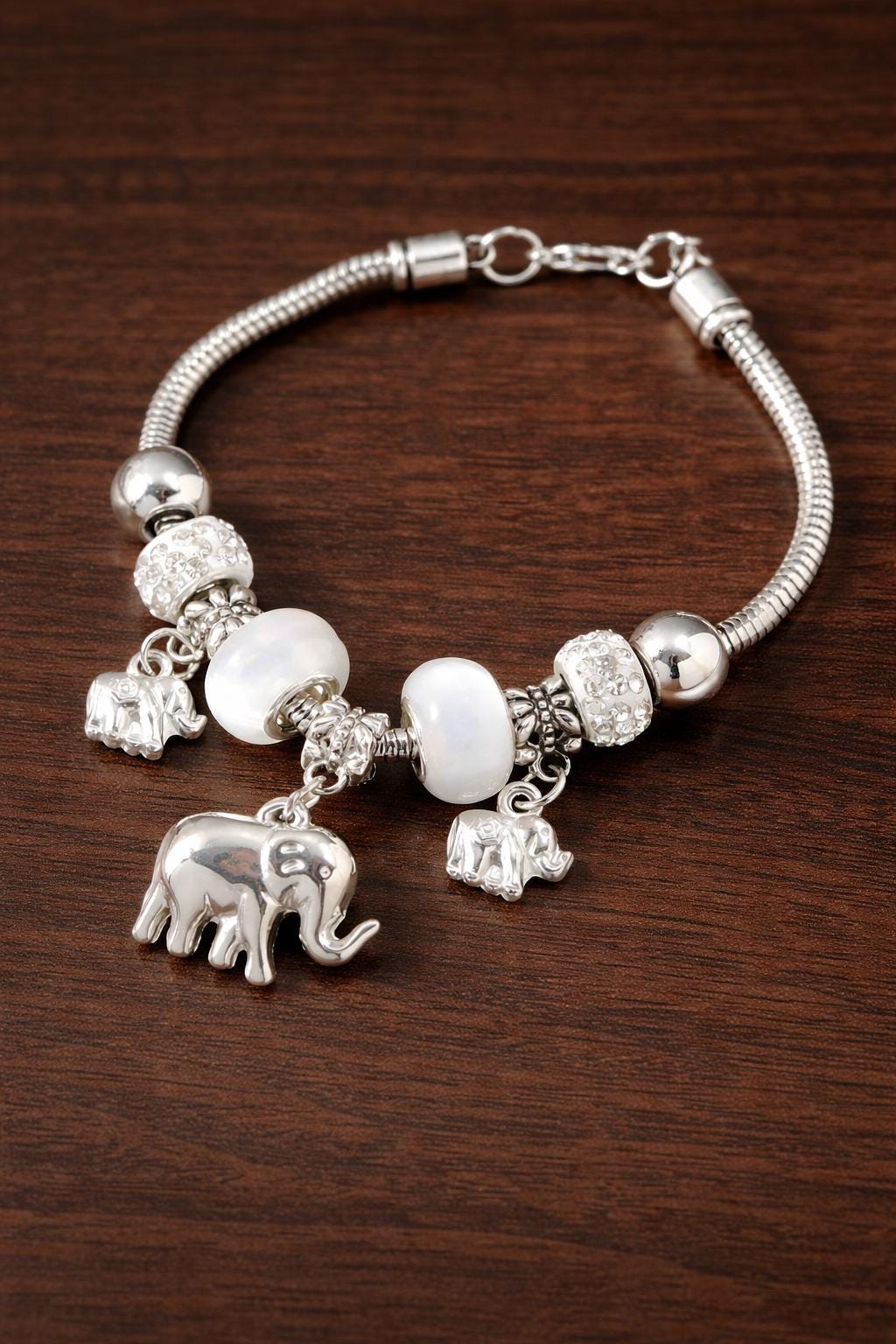 Heart Charm Bracelet, Animal Flower Pendant, Stainless Steel Elegant Jewelry