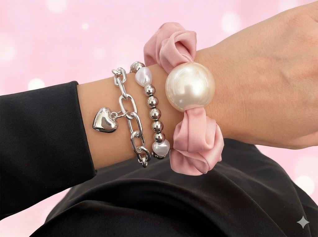 Adjustable Pearl Heart Beaded Bracelet Set, Dainty Minimalist Jewelry