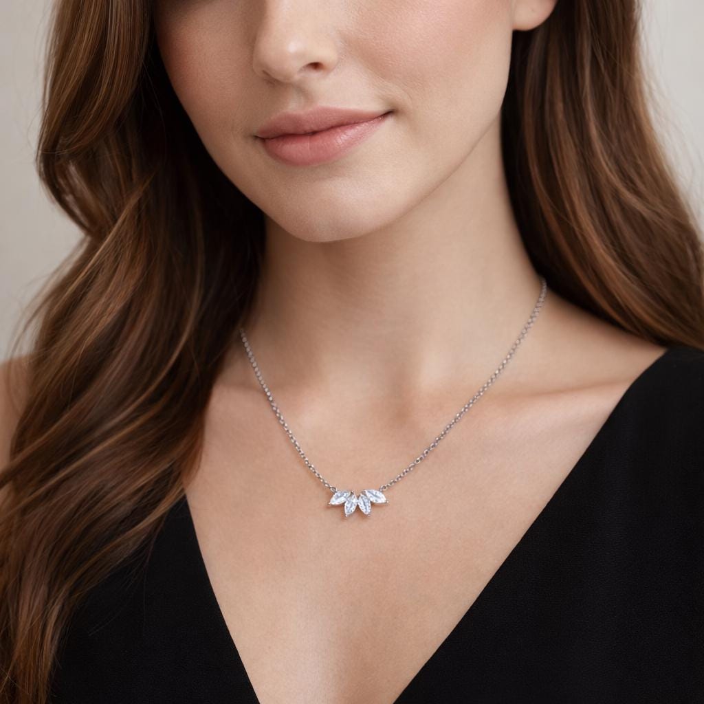 White CZ Bridal Necklace, Dainty Minimalist Choker, Elegant Wedding Jewelry