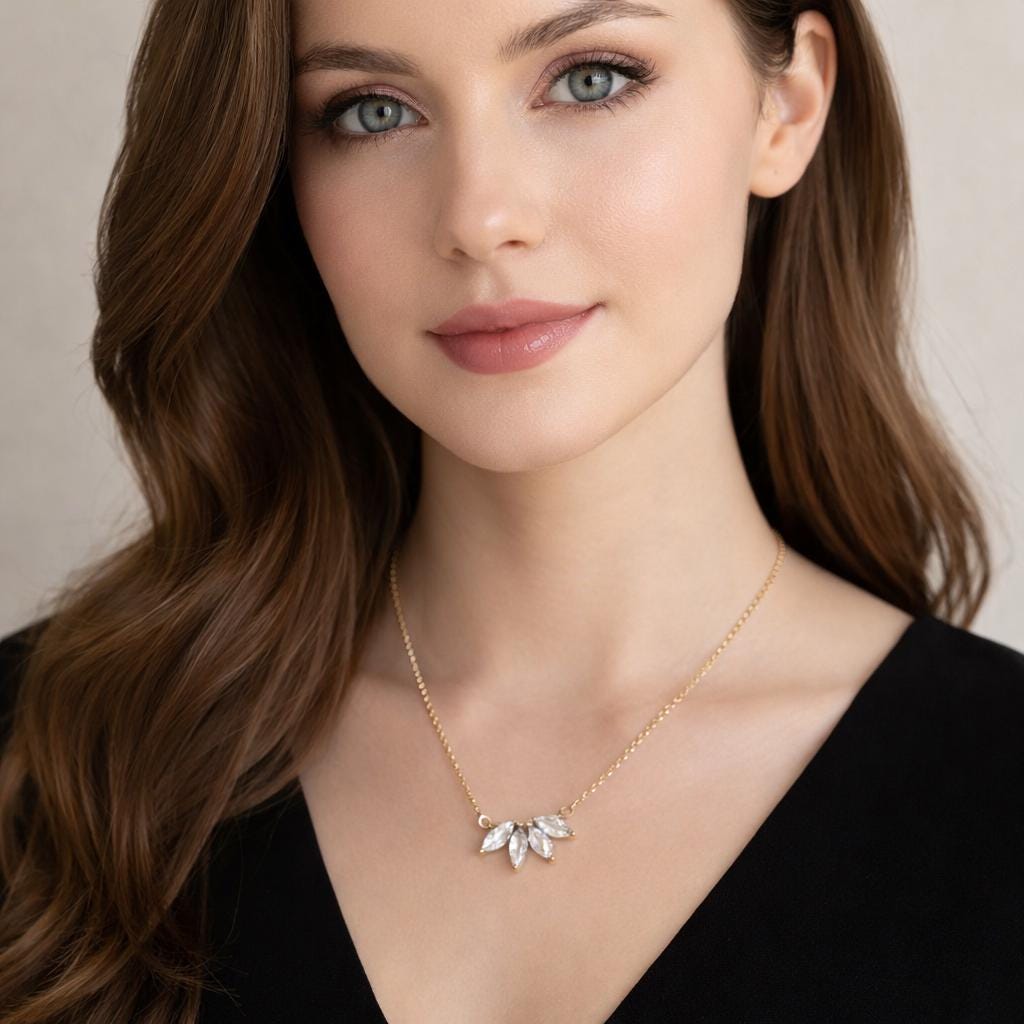 White CZ Bridal Necklace, Dainty Minimalist Choker, Elegant Wedding Jewelry