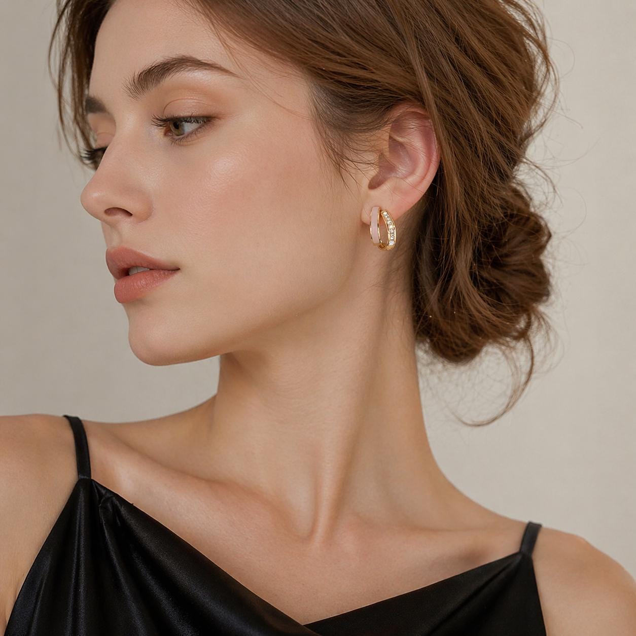 Andkiss CZ Hoop Earrings, Sparkling Huggie Hoops, Minimalist Spring Jewelry