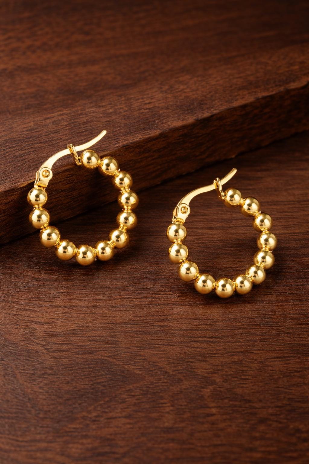 Beaded Hoop Earrings, Minimalist Alloy, Lightweight Fashion Jewelry