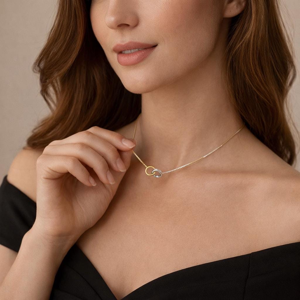 Titanium Steel Interlocking Choker, Asymmetric Chain Necklace, Retro Loop Style