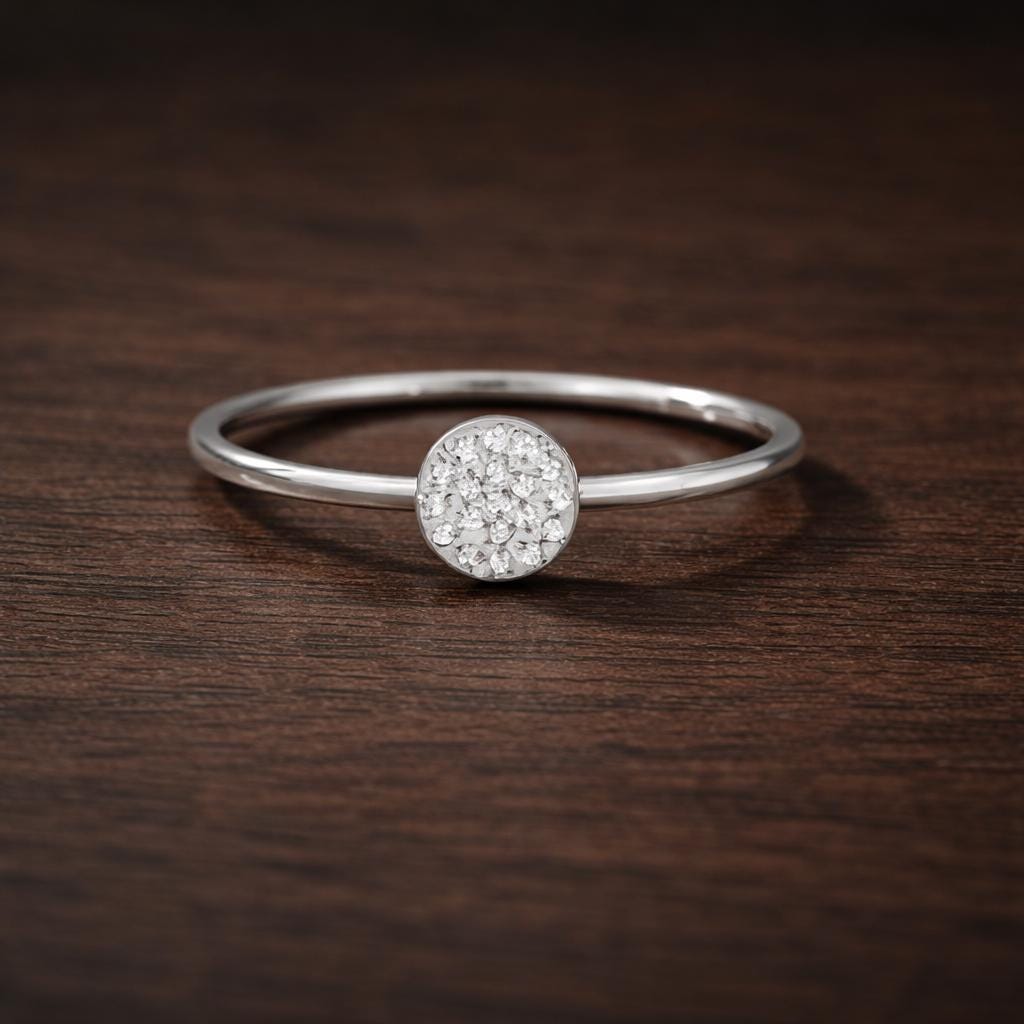 18K Gold Plated CZ Pave Ring, Stainless Steel Bridal Band, Elegant Cubic Zirconia
