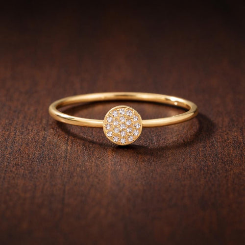 18K Gold Plated CZ Pave Ring, Stainless Steel Bridal Band, Elegant Cubic Zirconia