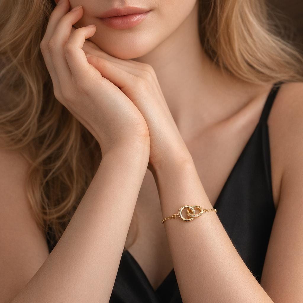 Interlocking Rings Friendship Bracelet: Gold Plated Copper, Minimalist Jewelry