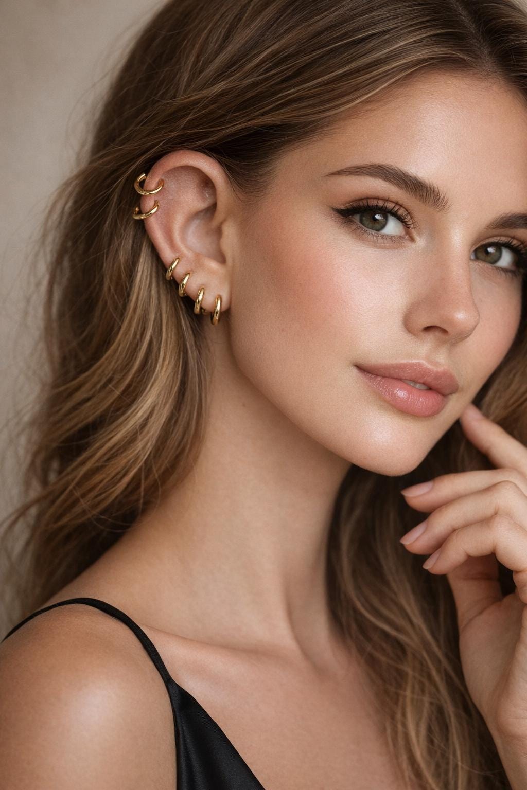 14K Gold Plated Huggie Hoop Earrings Set – Stainless Steel, Hypoallergenic Small Hoops