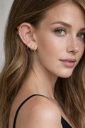14K Gold Plated Huggie Hoop Earrings Set – Stainless Steel, Hypoallergenic Small Hoops