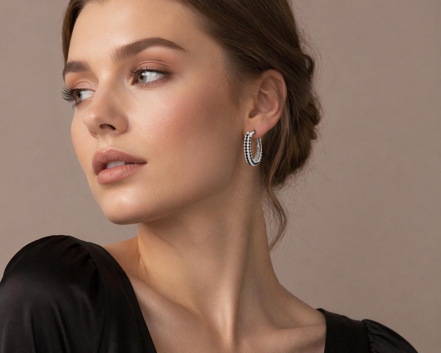 U-Shaped Cubic Zirconia Hoop Earrings, Elegant European Style CZ Charm Jewelry