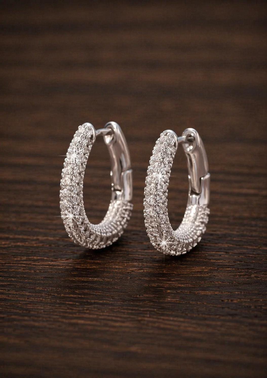 U-Shaped Cubic Zirconia Hoop Earrings, Elegant European Style CZ Charm Jewelry